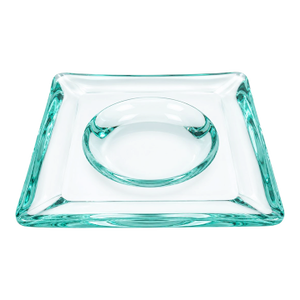 Vintage Fontana Arte Aquamarine Crystal Glass Vide Poche Square Catchall Tray Italy Mid-Century