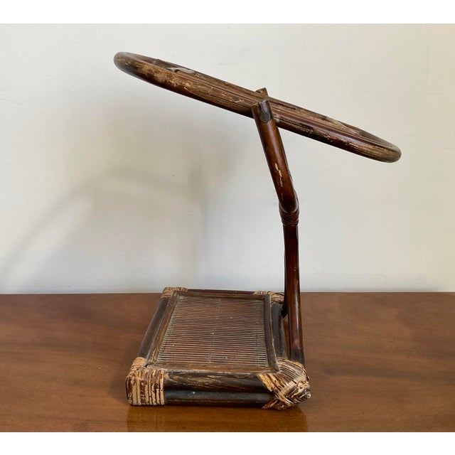 Wood Vintage Italian Style Rattan & Bentwood Bamboo Vanity Tabletop Mirror For Sale - Image 7 of 18