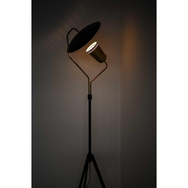Black Scandinavian Modern Floor Lamp in Brass and Lacquer, 1950s For Sale - Image 8 of 12
