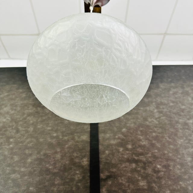 Dimensions: H 21.5” x W 11.5” Vintage pendant lamp with ice glass shade attr. to Doria Leuchten from the 1970s. Please see...