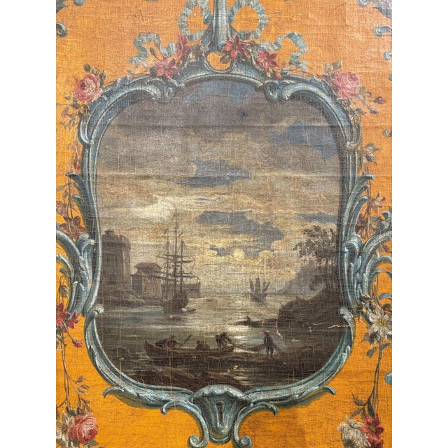 Pair of Large 19th Century Hand Painted Wall Panels on Canvas in Gilt Frames For Sale - Image 10 of 12