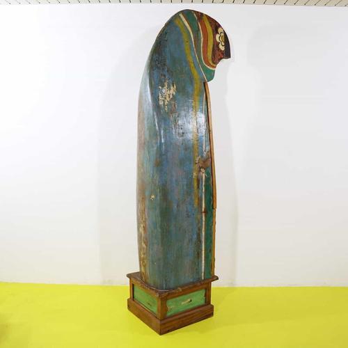 Wooden Bookcase with Glass Door and Painted Boat Section For Sale - Image 15 of 18