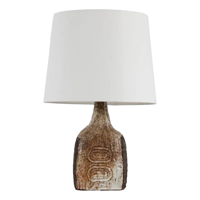 Danish Brutalist Ceramic Table Lamp with Brown Glaze Unica by Fridtjof Sejersen for Sejer, 1960s For Sale