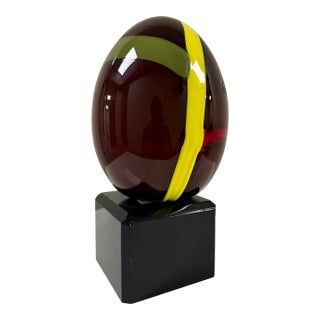 Lino Tagliapietra for Oggetti Murano Egg Mounted Sculpture (Signed) For Sale
