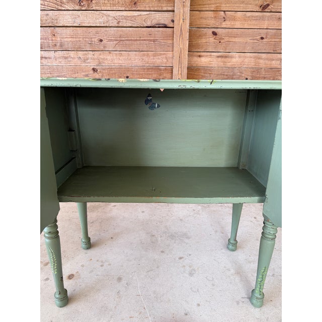 Asparagus Vintage Hand-Painted & Decoupaged Botanical Jungle Cabinet – Custom Mixed Media Art Piece For Sale - Image 8 of 12