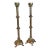 Pair Antique Decorated 29" Tall Solid Brass Floor Candle Stands Candlesticks Candle Holders, Circa 18th-19th Century For Sale