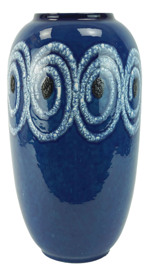 Mid-Century Fat Lava Ceramic Model No. 546-41 Vase with Blue White Swirl Pattern from Scheurich Keramik, 1960s