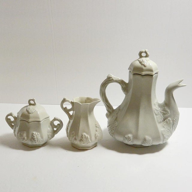 Ceramic Mid 20th Century Red-Cliff White Ironstone 3-Piece Coffee & Tea Service Set For Sale - Image 7 of 9