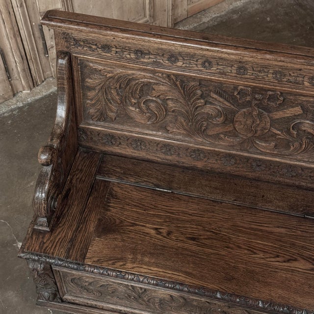 19th Century French Renaissance Revival Oak Trunk ~ Hall Bench For Sale - Image 16 of 18