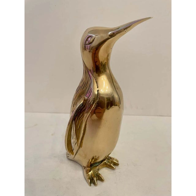Metal Vintage Hollywood Regency Brass Penguin Sculpture For Sale - Image 7 of 11