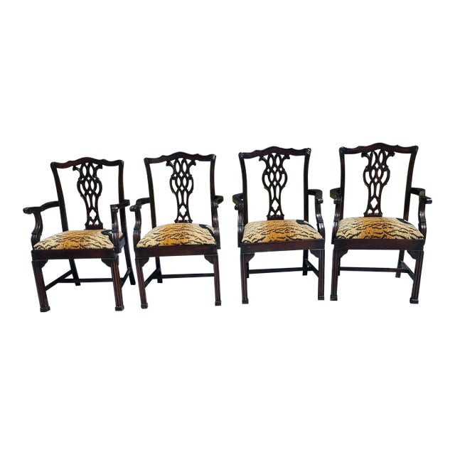 Four Chippendale Style Armchairs For Sale