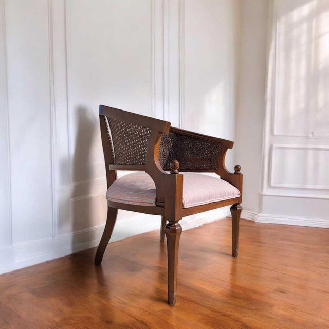 Regency Revival Cane Barrel-Back Armchair, 1970s For Sale - Image 15 of 18