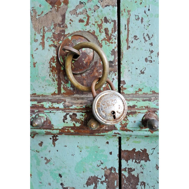 Turquoise Antique Indian Turquoise Wood Doors For Sale - Image 8 of 12
