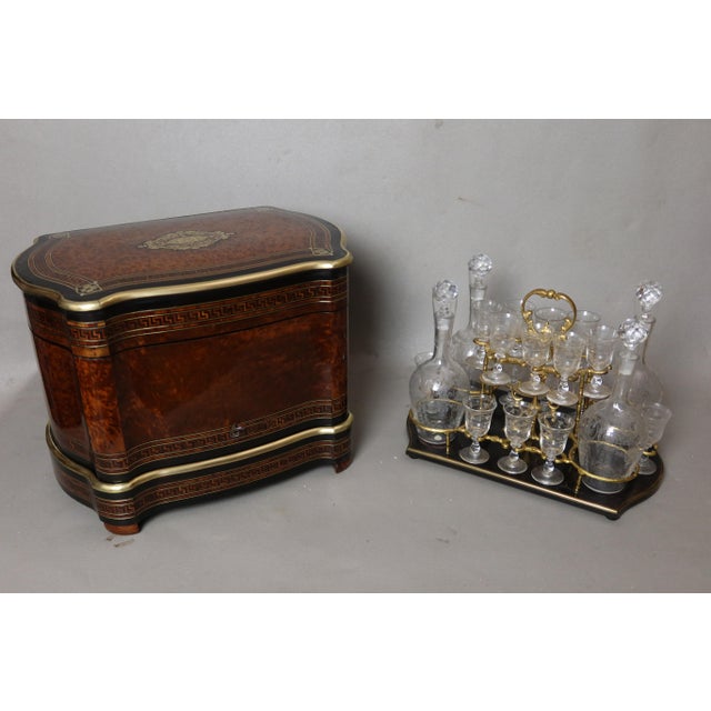 Brown Tahan-Branded Liquor Cabinet in Paris and Baccarat, Set of 18 For Sale - Image 8 of 13