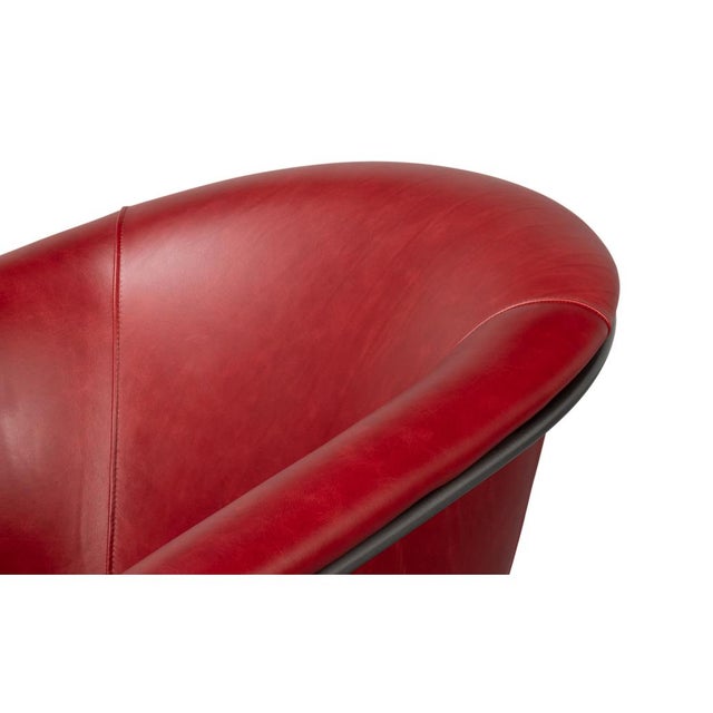 Red Leather Tub Chair For Sale - Image 9 of 11