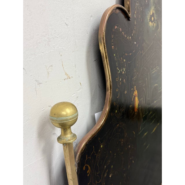 19th Century Head Board With Hand Painted Boat Scene For Sale - Image 4 of 12