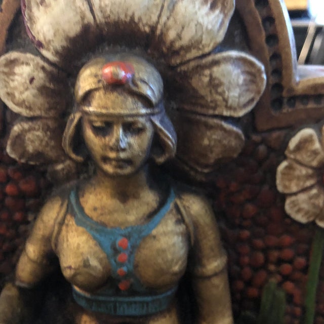 1930s Original Vintage Art Deco Orientalist Romantic Female Figure Painted Plaster Bookends 1930’s For Sale - Image 5 of 6