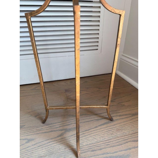 Traditional Brass and White Stone Side Table For Sale - Image 3 of 4