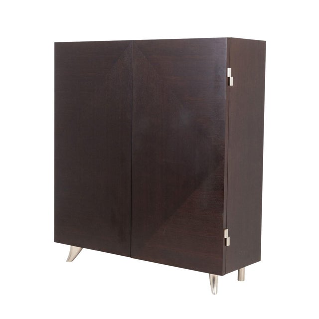 Antonio Citterio Style Wenge Wood Armoire, with two doors opening to drawers and shelving. 60.5" H x 55.5" W x 18.25" D....