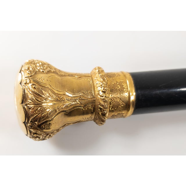 19th Century Oversized Gold Filled Cane Walking Stick For Sale - Image 4 of 16