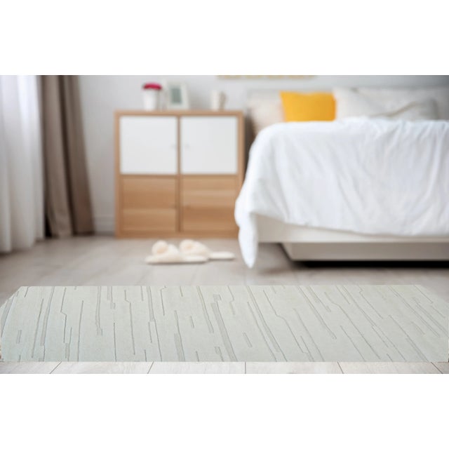 Textile 6x9 Para Vibrant White Geometric Modern Hand Knotted Wool Carpet Rug For Sale - Image 7 of 10