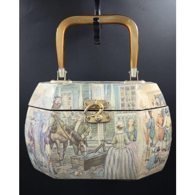 Vintage Decoupaged Octagonal Vanity Box/Purse With Colonial Tavern Scene For Sale - Image 16 of 16