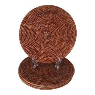 Handmade Round Woven Rattan Placemats - Set of 4 For Sale