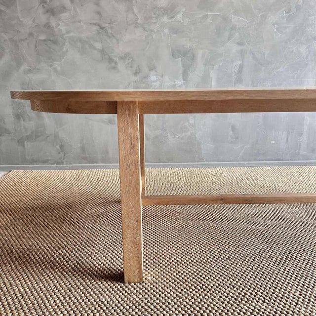 Beige Oval Dining Table in Natural White Oak 74" For Sale - Image 8 of 10