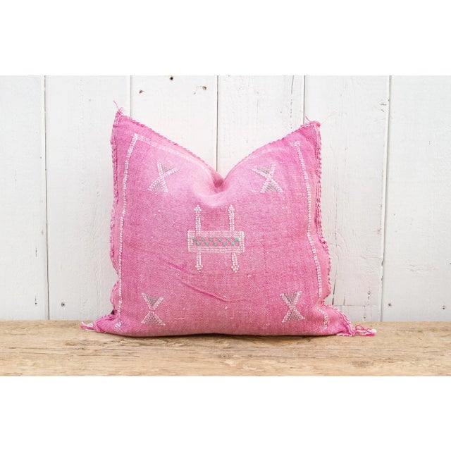 Cerise Moroccan Silk Rug Pillow For Sale - Image 9 of 9