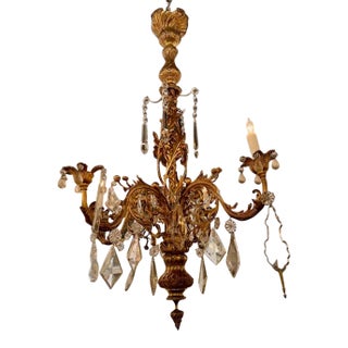 19th Century Italian Bronze and Crystal Chandelier For Sale