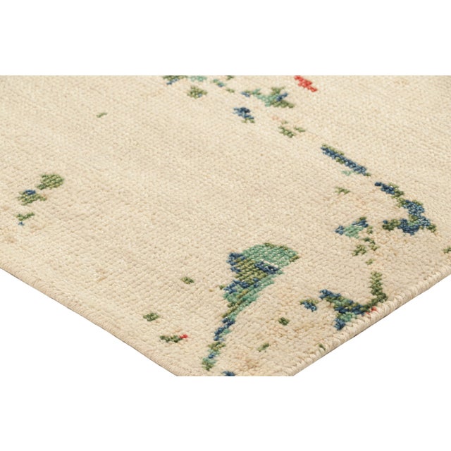 Rug & Kilim’s Modern Distressed Art Rug in White With Colorful Abstract Patterns For Sale In New York - Image 6 of 7