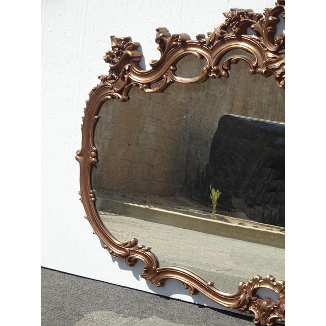 1970s Vintage Italian French Rococo Louis XVI Gold Ornate Wall Mantle Mirror For Sale - Image 5 of 17