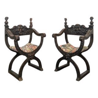Italian Baroque Curule Chairs, Set of 2 For Sale
