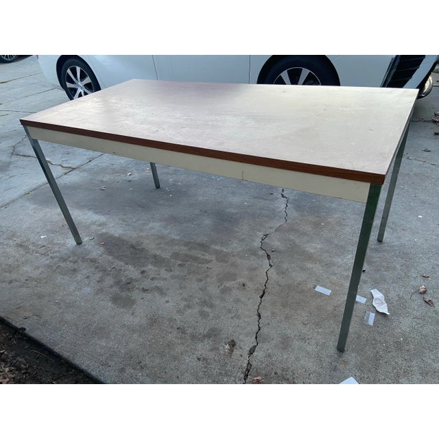 Mid-Century Modern 1980s Steelcase Vintage Metal Table For Sale - Image 3 of 10