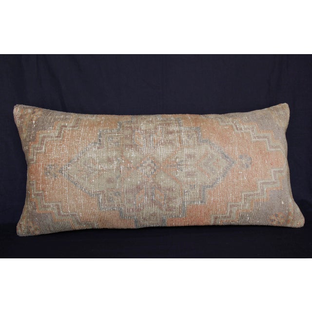 Handmade Double Knotted Oushak Rug Pillow Cover -15'' X 32'' For Sale In Tampa - Image 6 of 11