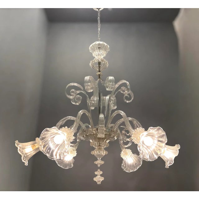 Large venetian murano art glass chandelier 1960’s mouth blown venetian glass created by master glass blowers. height...