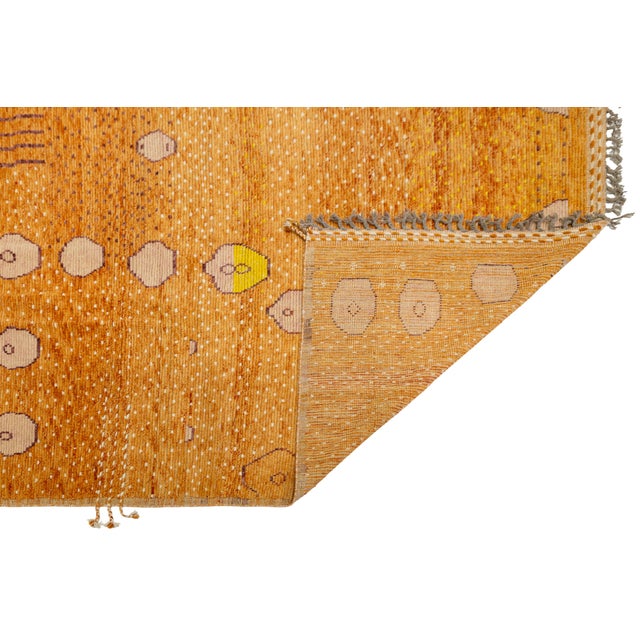 Moroccan Contemporary Moroccan Style Hand-Knotted Wool Area Rug in Amber & Terracotta For Sale - Image 3 of 12