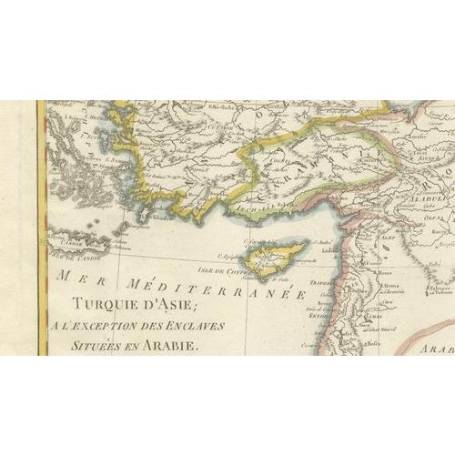 Antique Map of Turkey in Asia, Middle East and Persia, Bonne, 1780s For Sale - Image 9 of 11