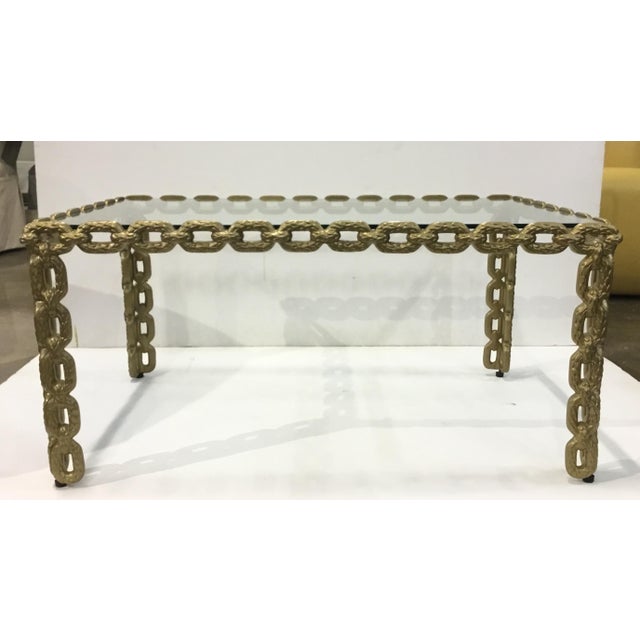 Currey Co Modern Champagne Gold Chain Link Cocktail Table