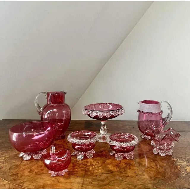 Antique Victorian Cranberry Glasses, Set of 16 For Sale - Image 9 of 9