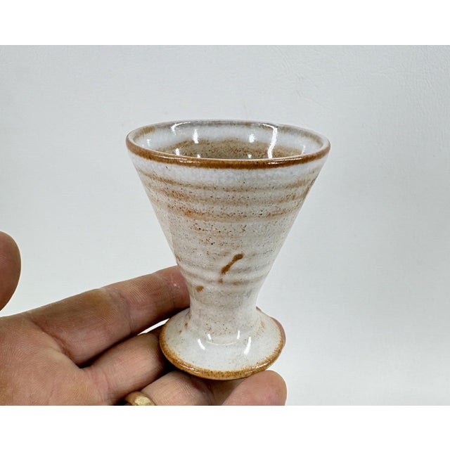 French Set of 6 Hand-Thrown French Studio Pottery Egg Cups - Le Lion Villeneuve De Berg For Sale - Image 3 of 5