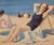 1920s American Impressionist -Girls at the Beach 1920s Summer Vacation -Oil Painting For Sale - Image 5 of 11