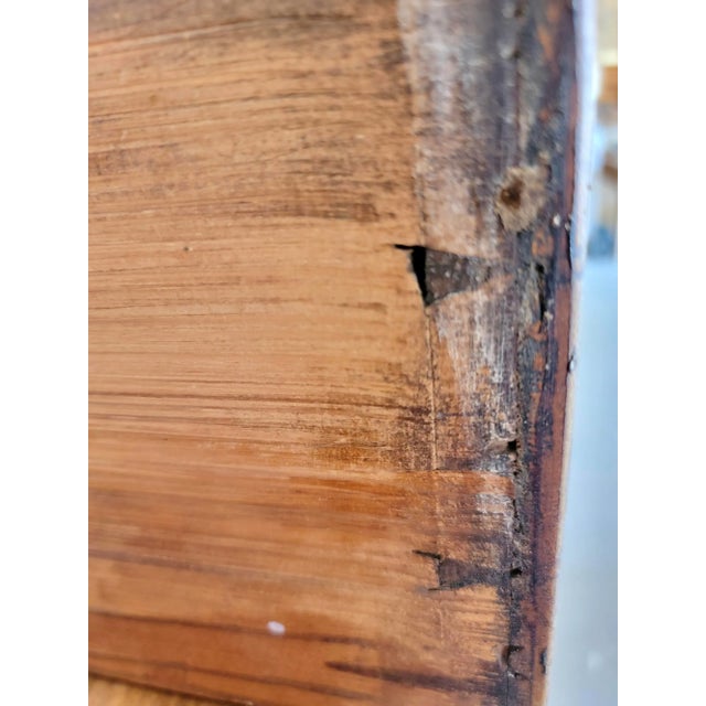 Antique Scottish Pine 4 Drawer Chest of Drawers With Ornate Frame Moulding and Brass Handles From England - Circa 1880 For Sale - Image 11 of 13