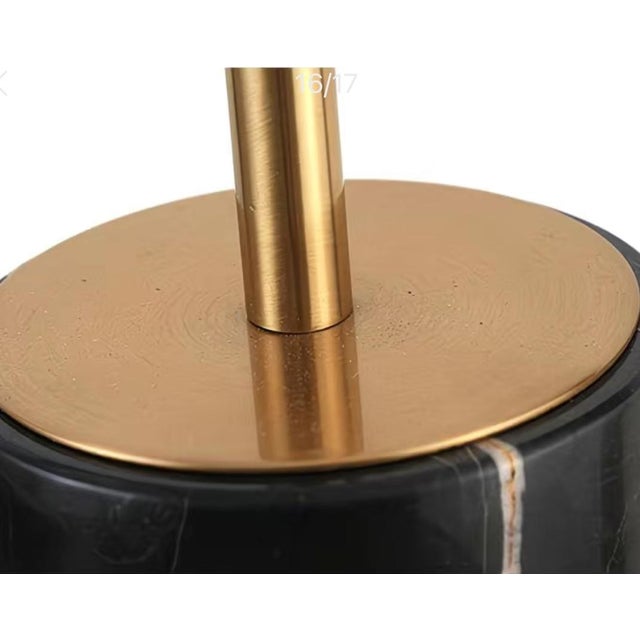 Art Deco Black Glass Balanced Sphere Table Lamp For Sale - Image 3 of 4