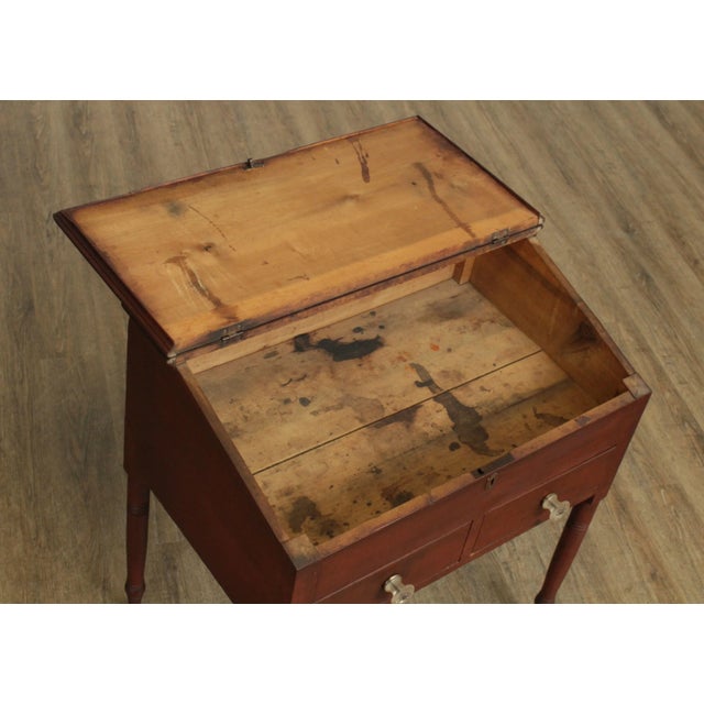 Brown Antique 19th Century Red Painted Primitive Slant Top School Masters Desk For Sale - Image 8 of 13