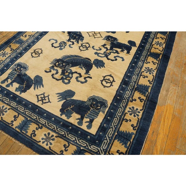 Chinese Wonderful White Ivory With Animalia Pattern Antique Chinese Ningxia Rug For Sale - Image 3 of 12