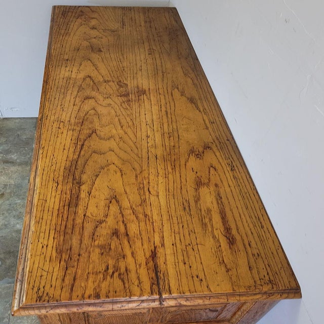 Mid-20th Century Spanish Revival Oak Paneled Credenza For Sale - Image 4 of 11