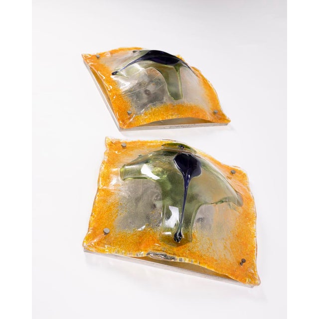 1960s Vintage Murano Glass Wall Lamps by Toni Zocceri for Mazzega, 1960s, Set of 2 For Sale - Image 5 of 17