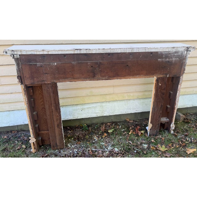 Antique Fireplace Mantle 1920s Colonial Farmhouse Style White Pine With Corbels For Sale - Image 4 of 6