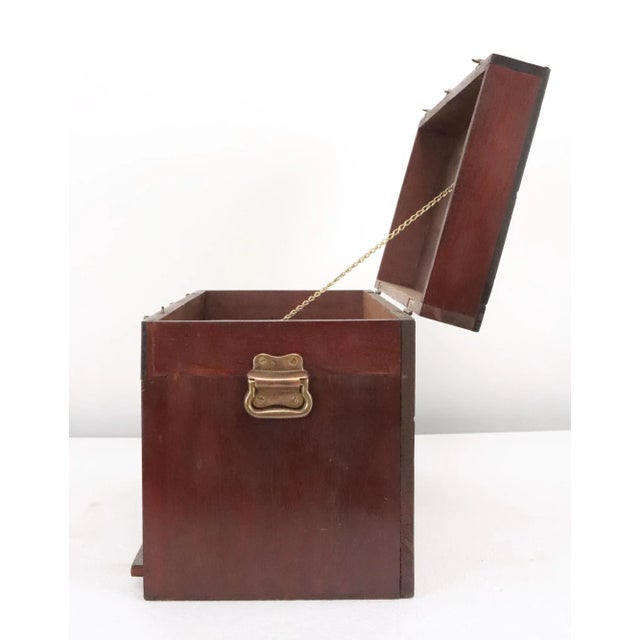 Antique Mahogany Tool Chest With Key & Self Locking Front For Sale - Image 10 of 15